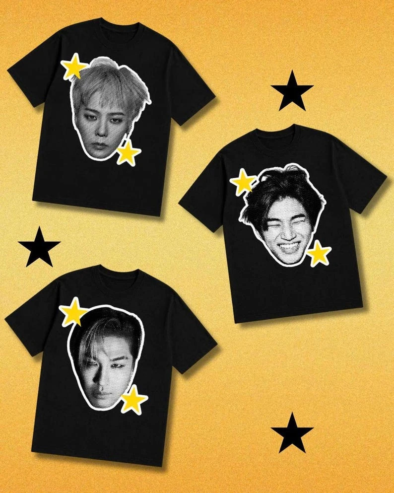 2026 Bigbang 20Th Anniversary Concert Member Portrait Graphic T Shirt Unisex Short Sleeve Kpop Fans Star Print Cotton Tee