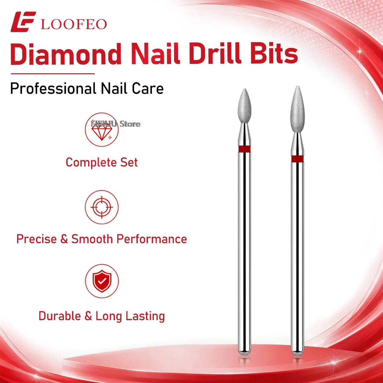 Diamond Manicure Nail Drill Bits 2pcs Fine Grit Set 2 Sizes E-File Bits Milling Cutter for Manicure Cuticle Dead Skin Refining