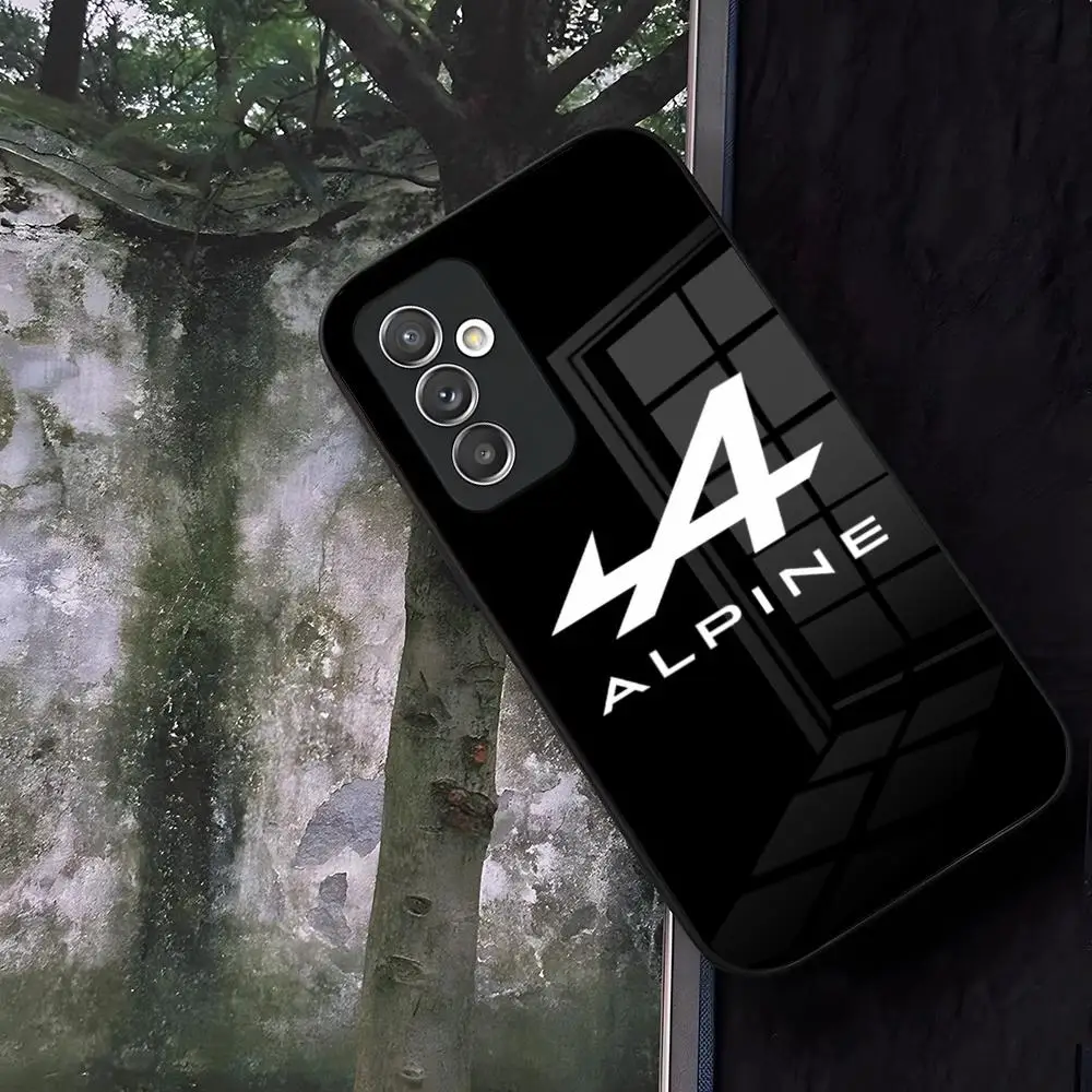 Alpine Logo Phone Case Glass for Samsung Galaxy S20 S25 S21 S22 S24 S23 Ultra Fe Plus A34 A54 A16 A24 A52 A53 M54 Coque