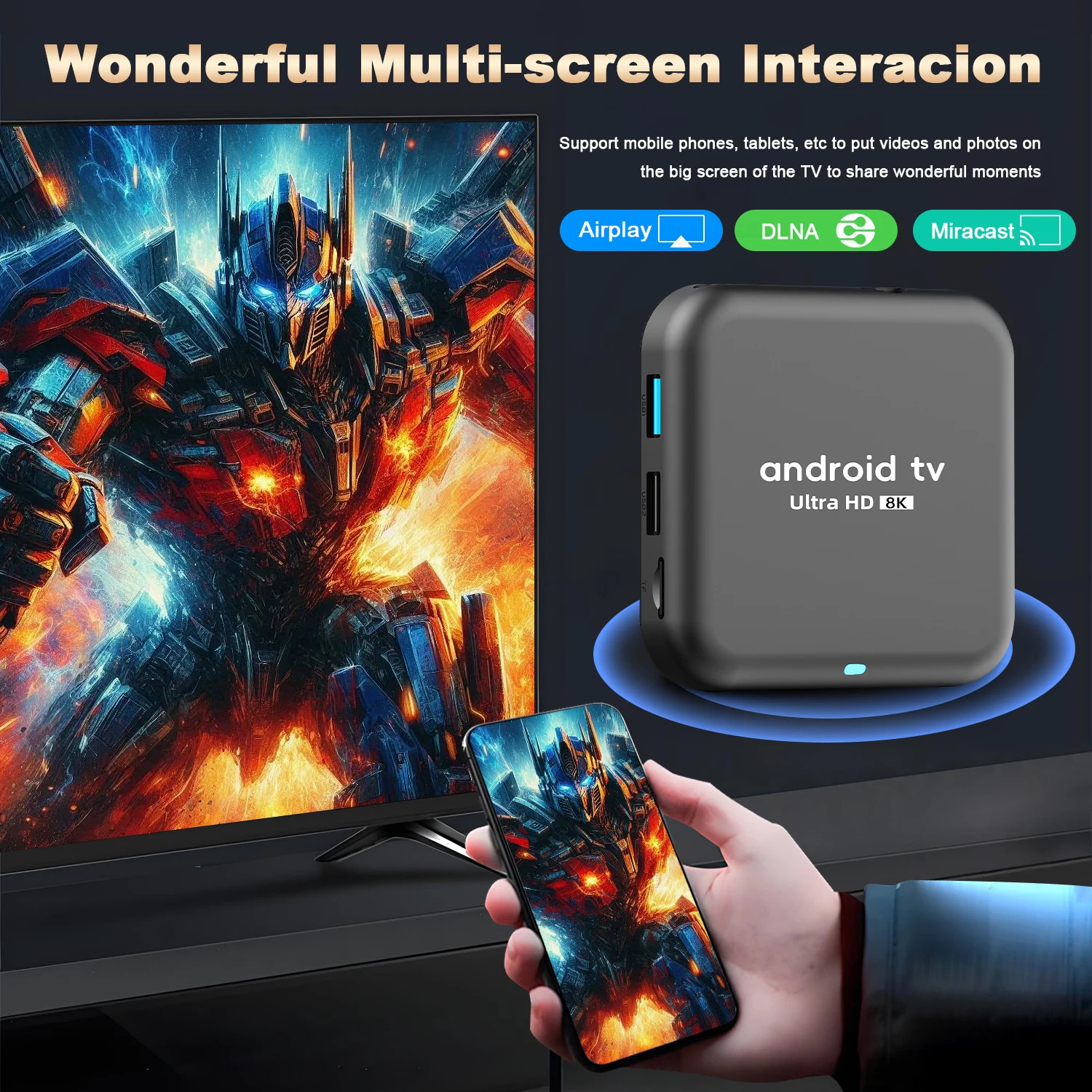 Smart Android TV Box RK3528 رباعي النواة 8K HDR مشغل الوسائط جهاز البث المزدوج واي فاي 2.4G/5.8G بلوتوث HDMI لـ Netflix YouTub