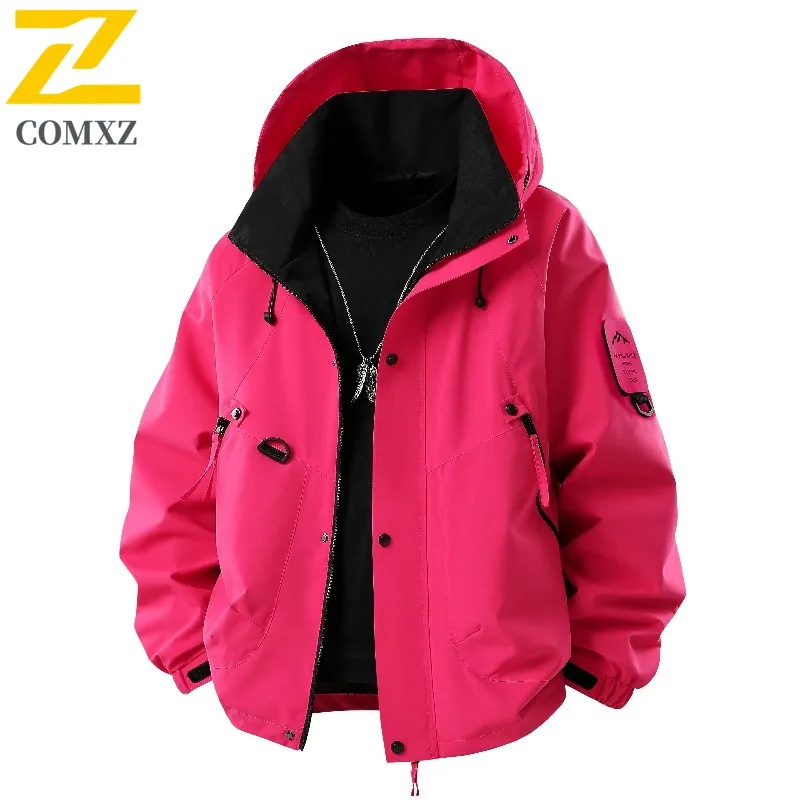 COMXZ Male Jacket 2025 Fashion Hooded Outdoor Adventure Lightweight Coat Casual Style Hiking Windproof Spring Autumn Coats