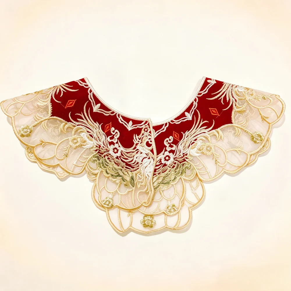 Kép 3: Bronzszínű organza embroidered yunjian Lecsavarható Csőbilincs – four-in-one ruyi Design, symbolizing Egyetemes Hangzás & Javak Jószerencse