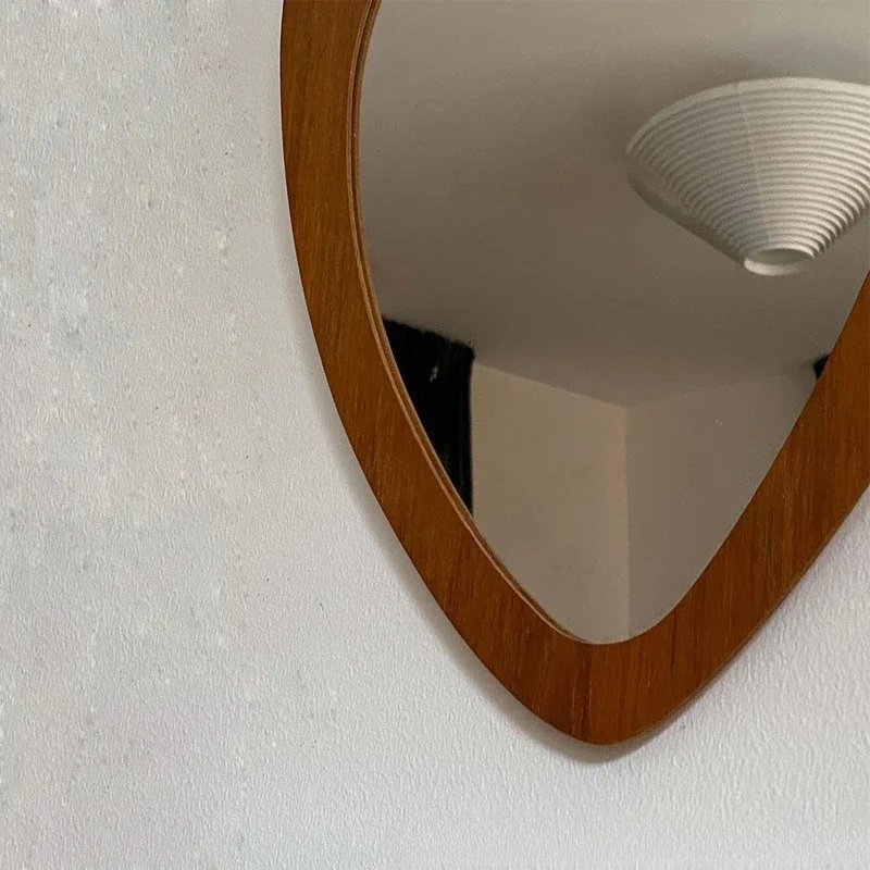 مرآة من خشب الساج المنسخ من العصور الوسطى، مرآة حائط مزخرفة للمنزل #5