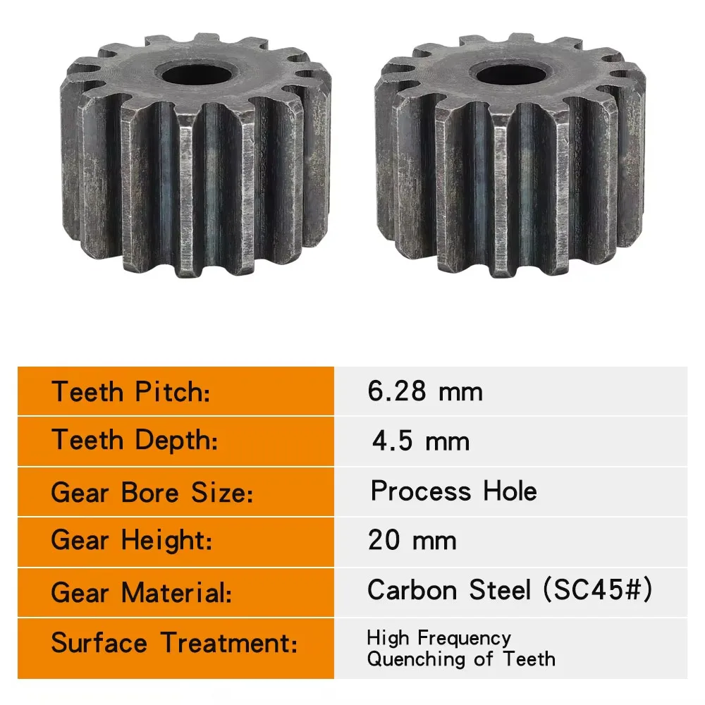 1Pcs Flat Gear 2Mod 26 27 28 29 30 31 32-40Teeth SC45# Carbon Steel Cylindrical Gear Height 20 mm High Frequency Quenching Teeth