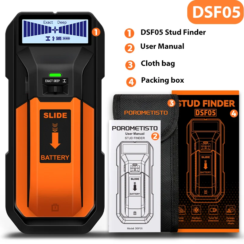 5IN1 Digital Stud Finder Multifunctional Wall Detector Finders Wood Studs Metal Detection for Live AC Wires Cable Wall Scanner