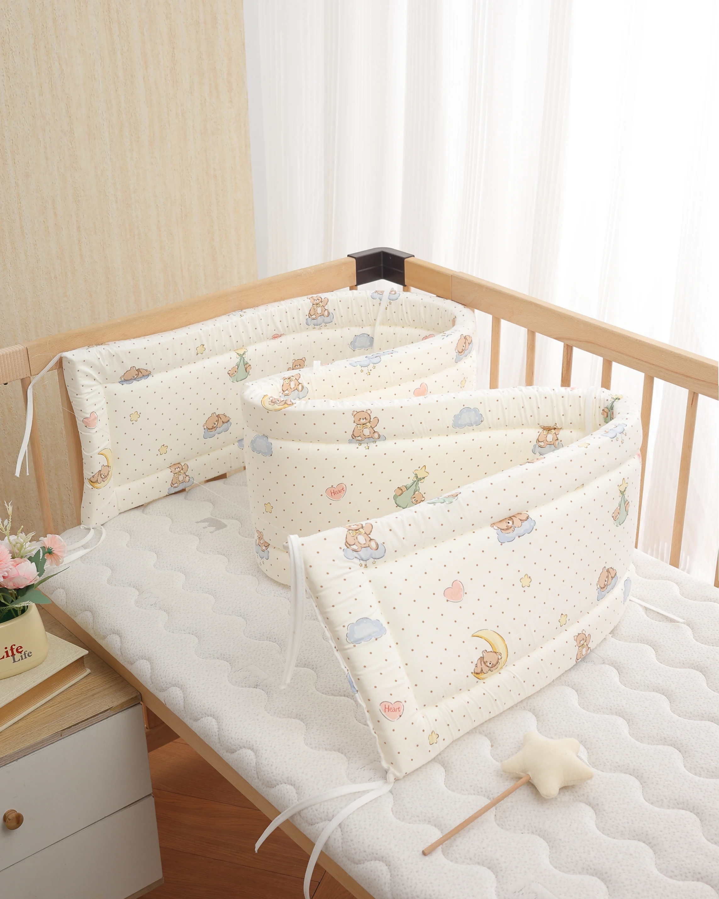 

Забор для детской кроватки Хлопковые защитные перила для кровати, утолщенный бампер, вокруг защиты, декор комнаты, однотонные