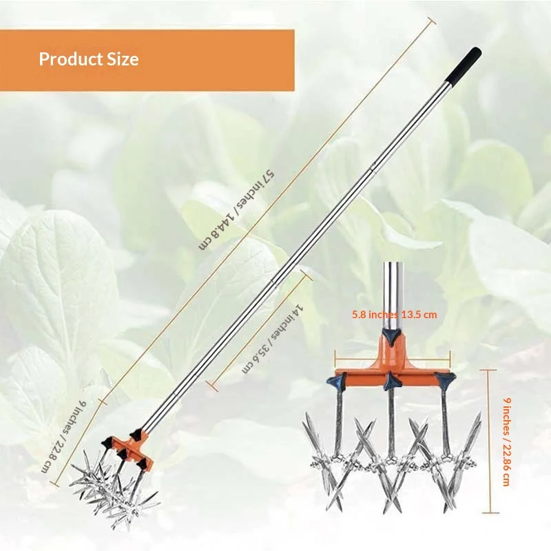 Stainless Steel Garden Claw Aerator Manual Twist Tiller For Loosening Soil Adjustable Rotating Hand Cultivator