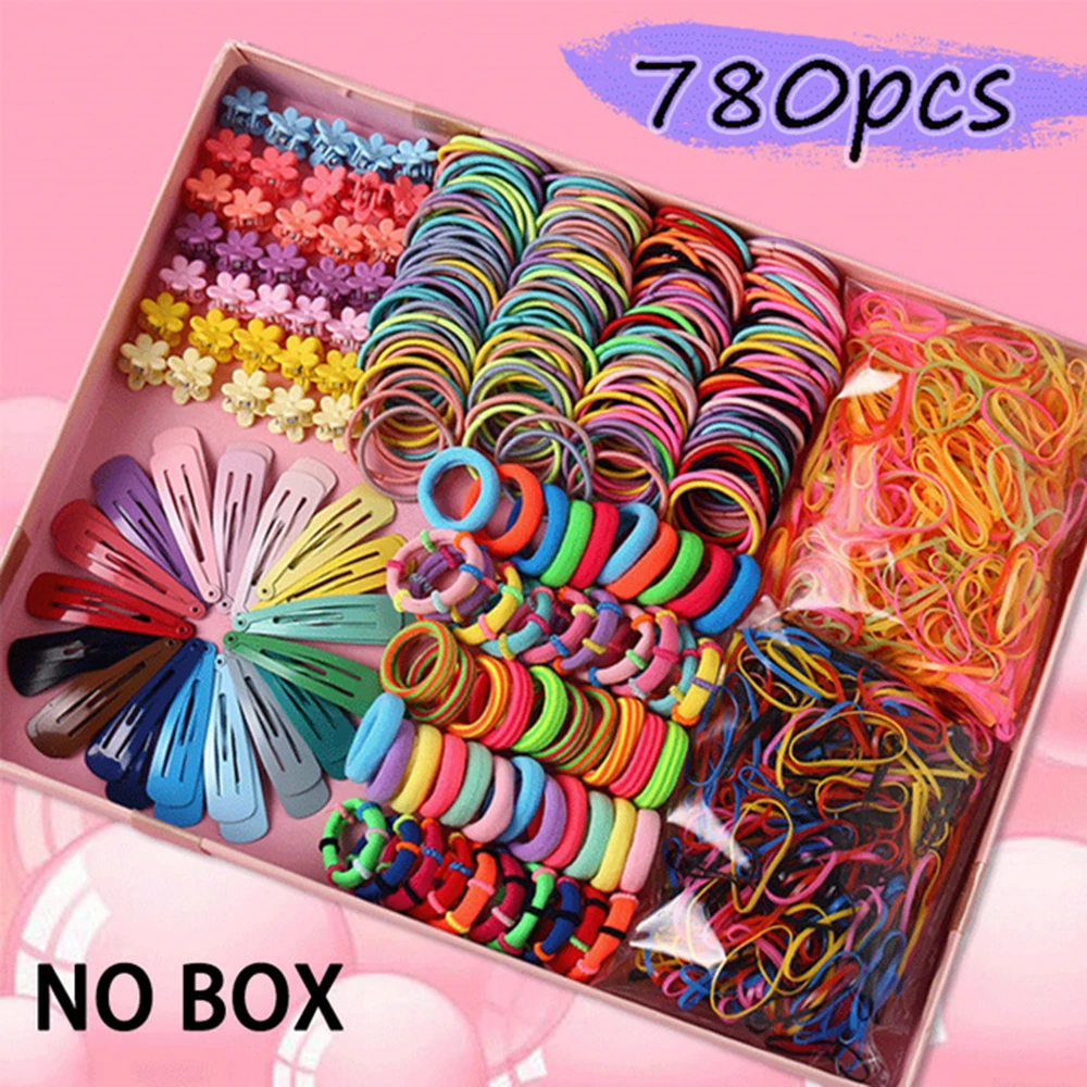 Children Colorful Nylon Elastic Hair Bands For Baby Girls Rubber Bands Set Kids Ponytail Holder Headband Hair Accessories 780Pcs