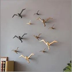 Luxury Pure Copper Seagull Statue Wall Hanging Metal Bird Sculpture Ornament Retro Office Cafe Wall Decoration Home Decor Gift