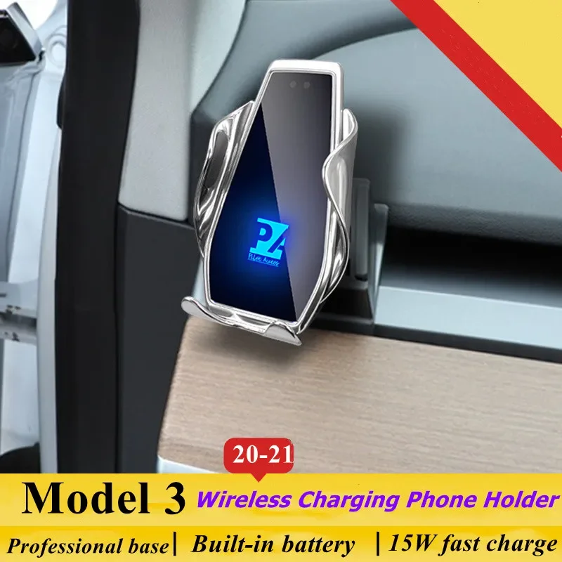 

2020-2021 For Tesla Model 3 Mobile Phone Holder Wireless Charger Car Mount Navigation Bracket GPS Support 360 Rotating