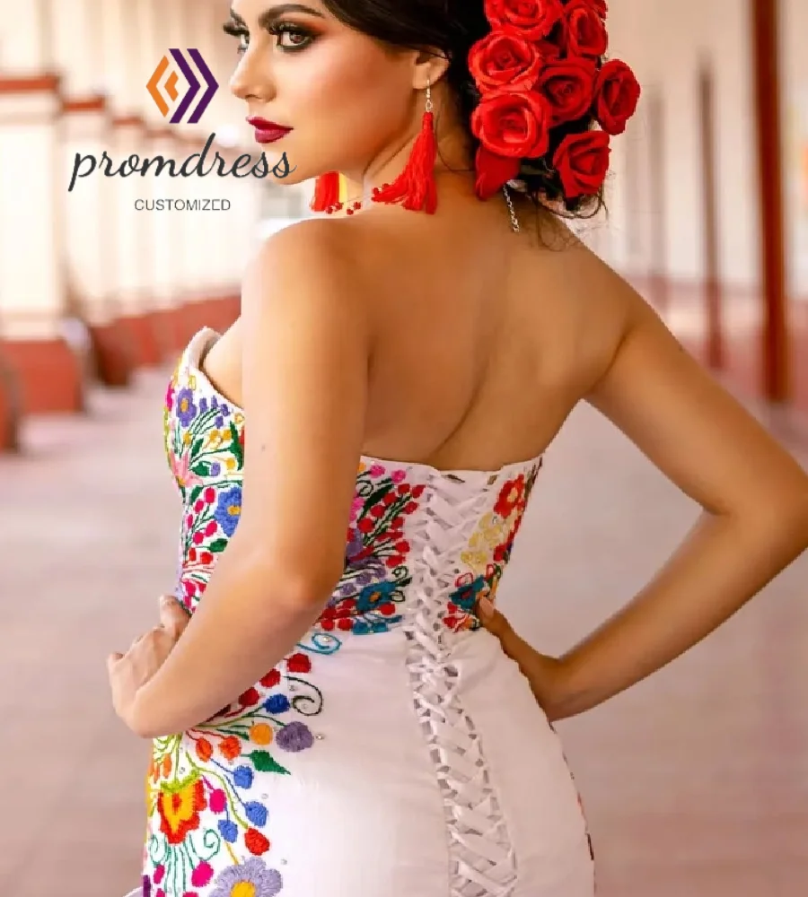 Lindo vestido de casamento mexicano com bordado gracioso sereia pastel vestido de noiva elegante 2025 espartilho boêmio inspirado noiva