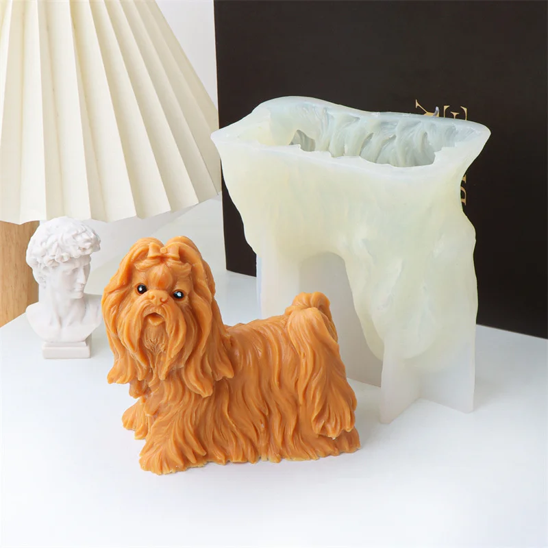 3D Poodle Puppy Candle Silicone Mold Cute Dogs Cats Scented Soap Resin Plaster Ice Cube Mould Candle Making Kit Home Decor Gifts