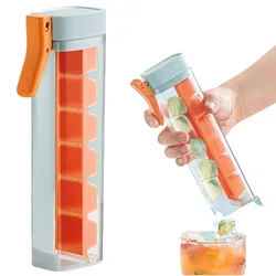 Silicone Ice Cube Trays With One Hand Press De-Icing 6 Square Maker Cup for Freezer for Cocktail, Coffee, Beer