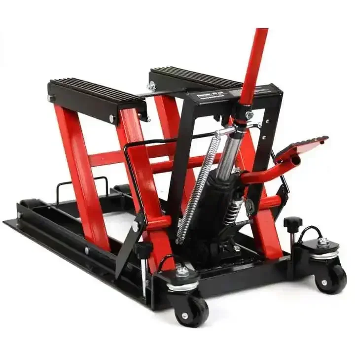 Hydraulic Motorcycle Lift, Double Scissor Type, Load 680kg, Repair Tools, Red, ATV, Jack, Home Use, Display