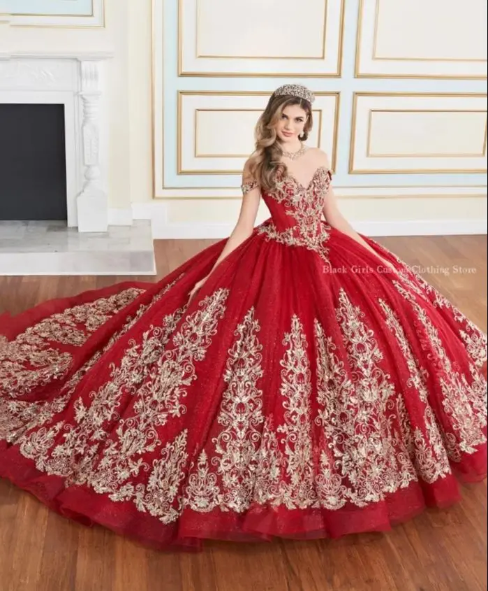 

Нежные красные бальные платья принцессы, платья Quinceanera, 2025, милое платье с аппликацией из бисера, Мексика, Charro, платья для феста, на заказ