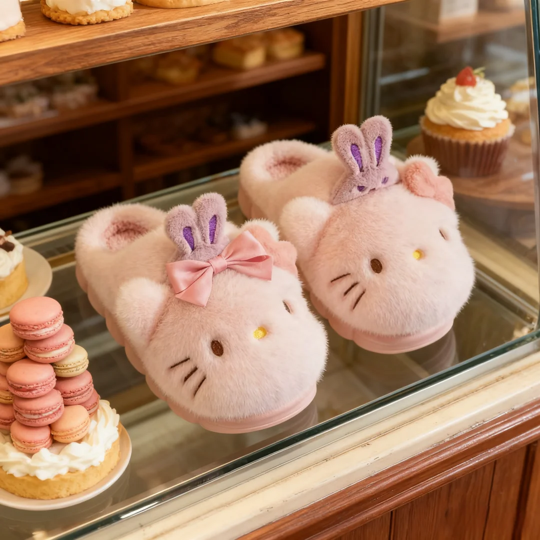 

Детские тапочки, домашняя обувь, зимняя обувь Cinnamoroll с героями мультфильмов для девочек, теплая нескользящая обувь с мягкой подошвой, розовая, белая, размер 30-41