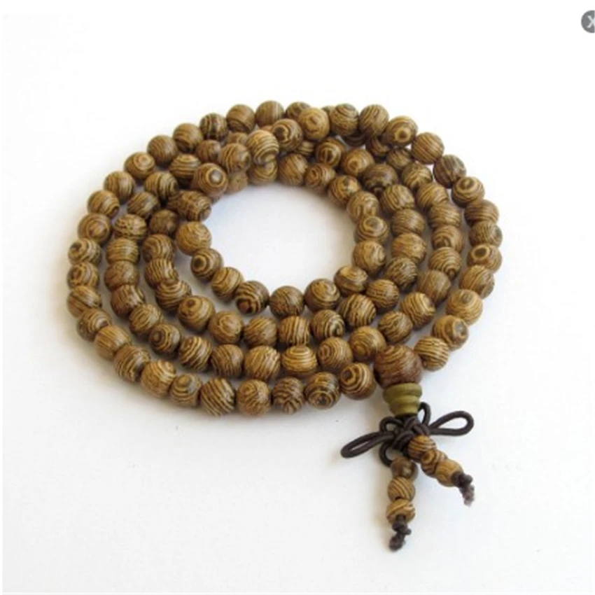 

6mm Malaken Wing Wood 108 Bead Bracelet Charm Chain Relief Bangle Men Men's Japa Wear Peace Handmade Teens Prayer