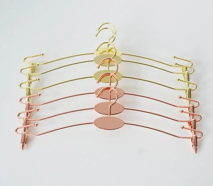 Metal Bra Clothes Hanger Round Hook Underwear Lingerie Drying Rack With Clothespins 28cm Rose Gold