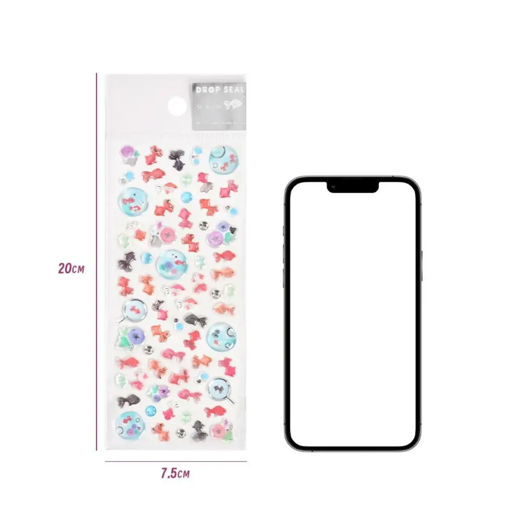 Durable Goldfish Crystal Glue Sticker DIY Cartoon Phone Case Sticker Graffiti Toy