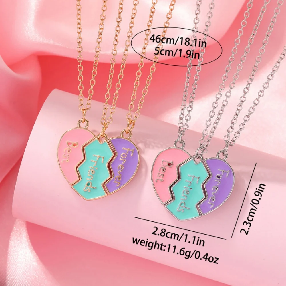 جديد 3 قطعة/المجموعة لطيف 3-color القلب كسر خياطة المغناطيسي أفضل صديق قلادة للفتيات BFF الصداقة مجوهرات هدية #5