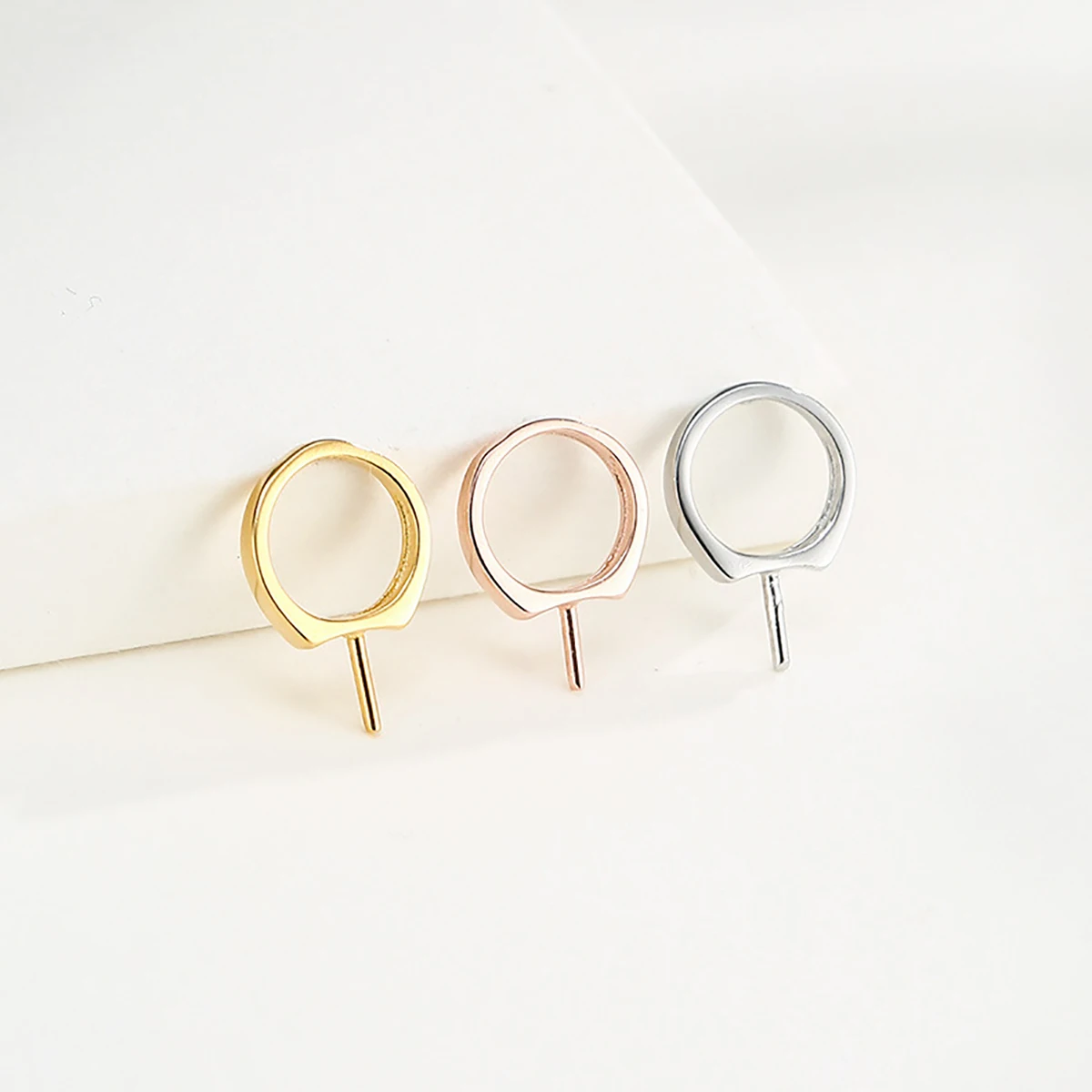 5pcs 925 Sterling Silver Round Glue On Pendant Eye Pin Bail fit Half-drilled Pearls Charm Pendant Connector for Necklace Making