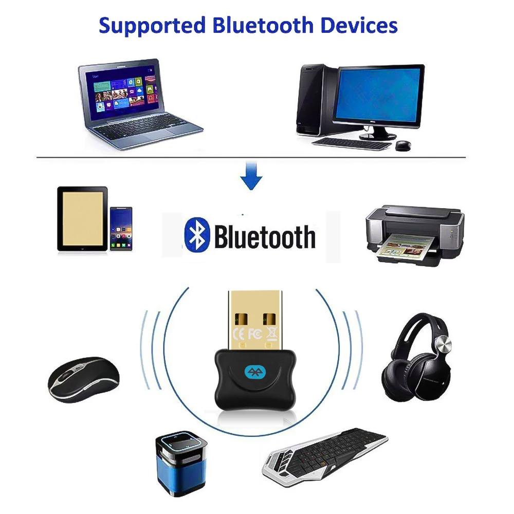 Drive Gratis USB Bluetooth-adapter Bluetooth 5.0 Muziek Audio-ontvanger Zender voor PC Laptop Muis Toetsenbord USB-zender