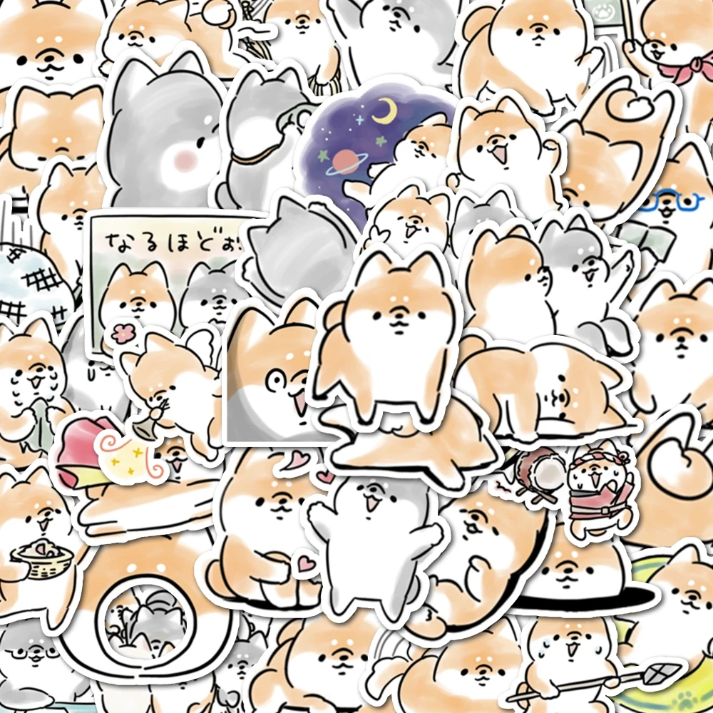 40pcs Cute Cartoon Shiba Inu Stickers Self-Paste,Which Can Be Used For Cabinets,Refrigerators,Computers, Mobile Phone Cases, Etc