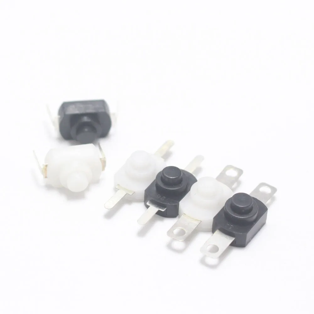 20pcs DC 30V 1A Black On Off Mini Push Button Switch for Electric Torch 12*8*5mm Self-locking control Flashlight Switchs