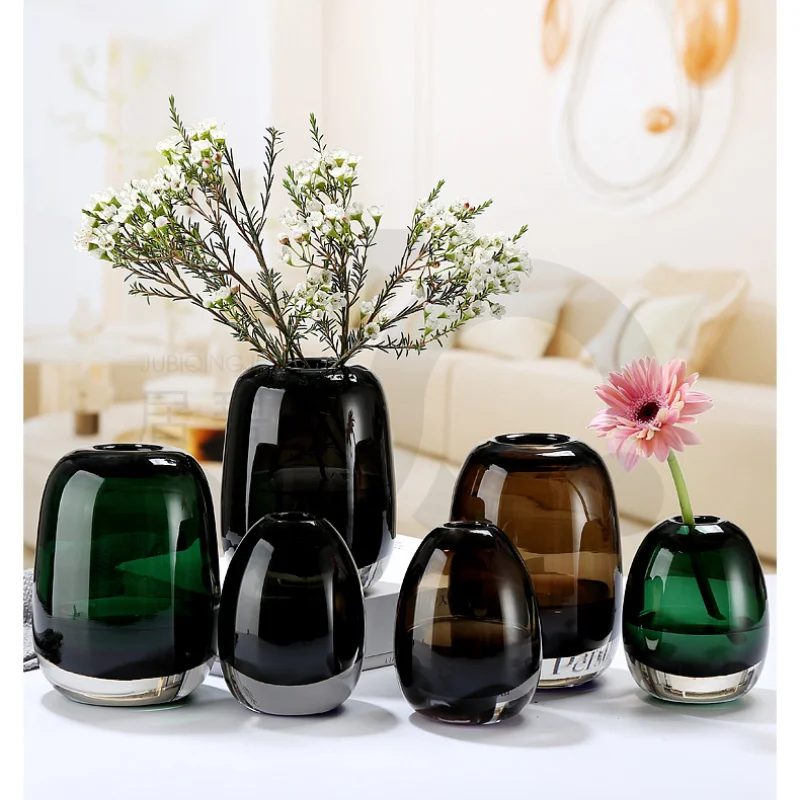 

High-grade Light Luxury Glass Vase Decoration Living Room Tabletop Flower Arranger Creative Simple Decorative Bottle Terrarium