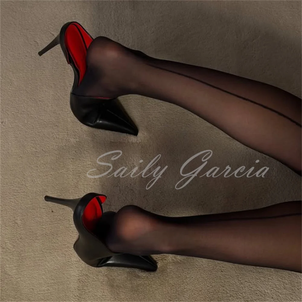 Black Pu Leather High Heel Slippers Women Sext Pointed Toe Stiletto Heel Slingback Elegant Office Work Casual Dress Pumps