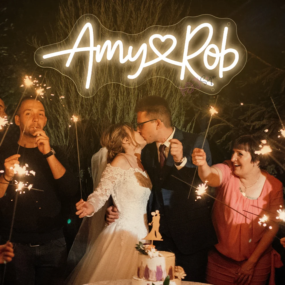 اسم مخصص النيون زينة الزفاف Led أضواء النيون غرفة ديكور لوازم الزفاف منزل كبير جدار ضوء علامة مخصصة كبيرة