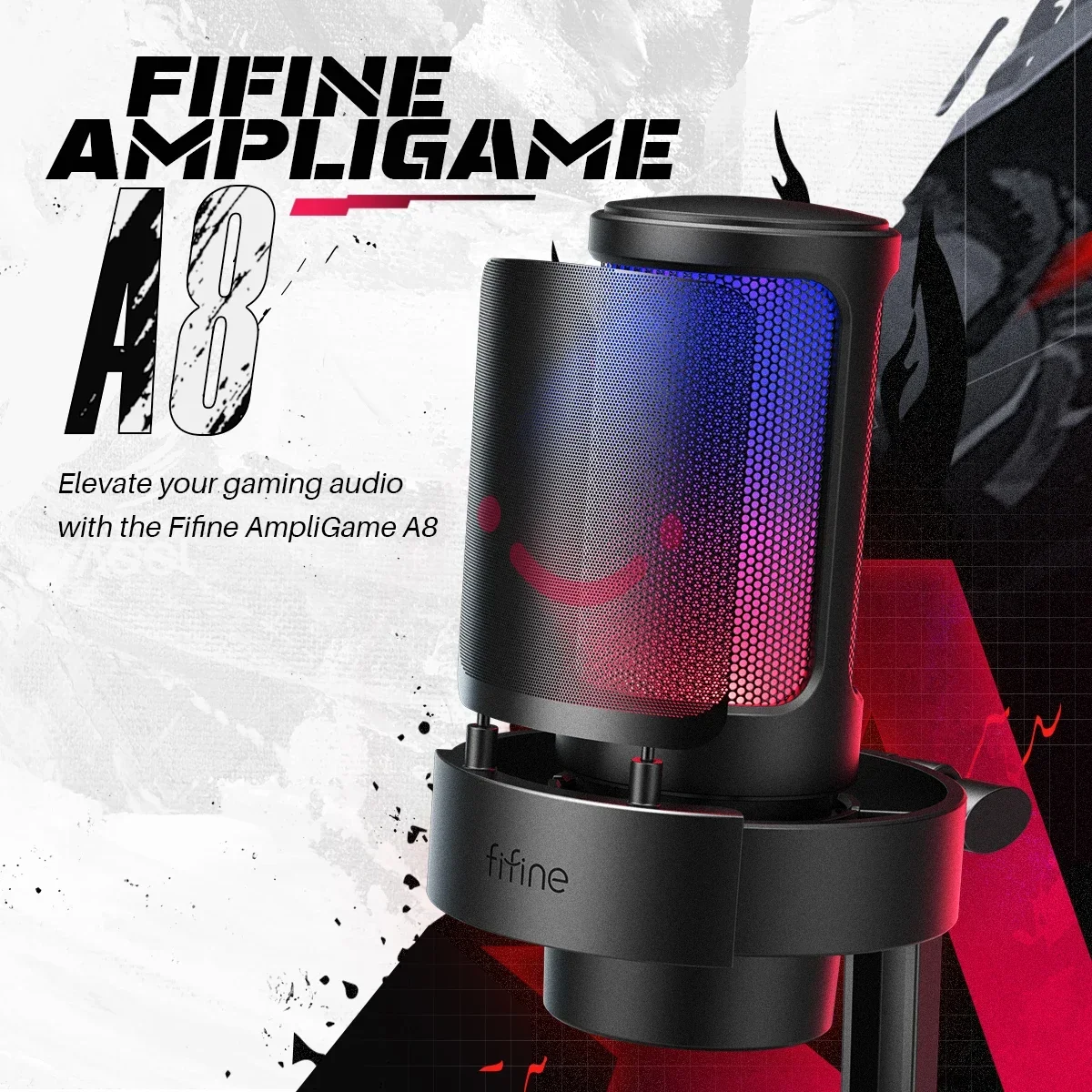 Fifine A8 New Design Professional Proadcast Podcast microphone Desktop Condenser Microphone Gaming RGB Gaming Mic Microphone