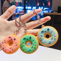 New Creative Sweet Donut Keychain Party Favors Kids Food Pendant Keyrings Bagpack Ornaments Accessories Christmas New Year Gifts