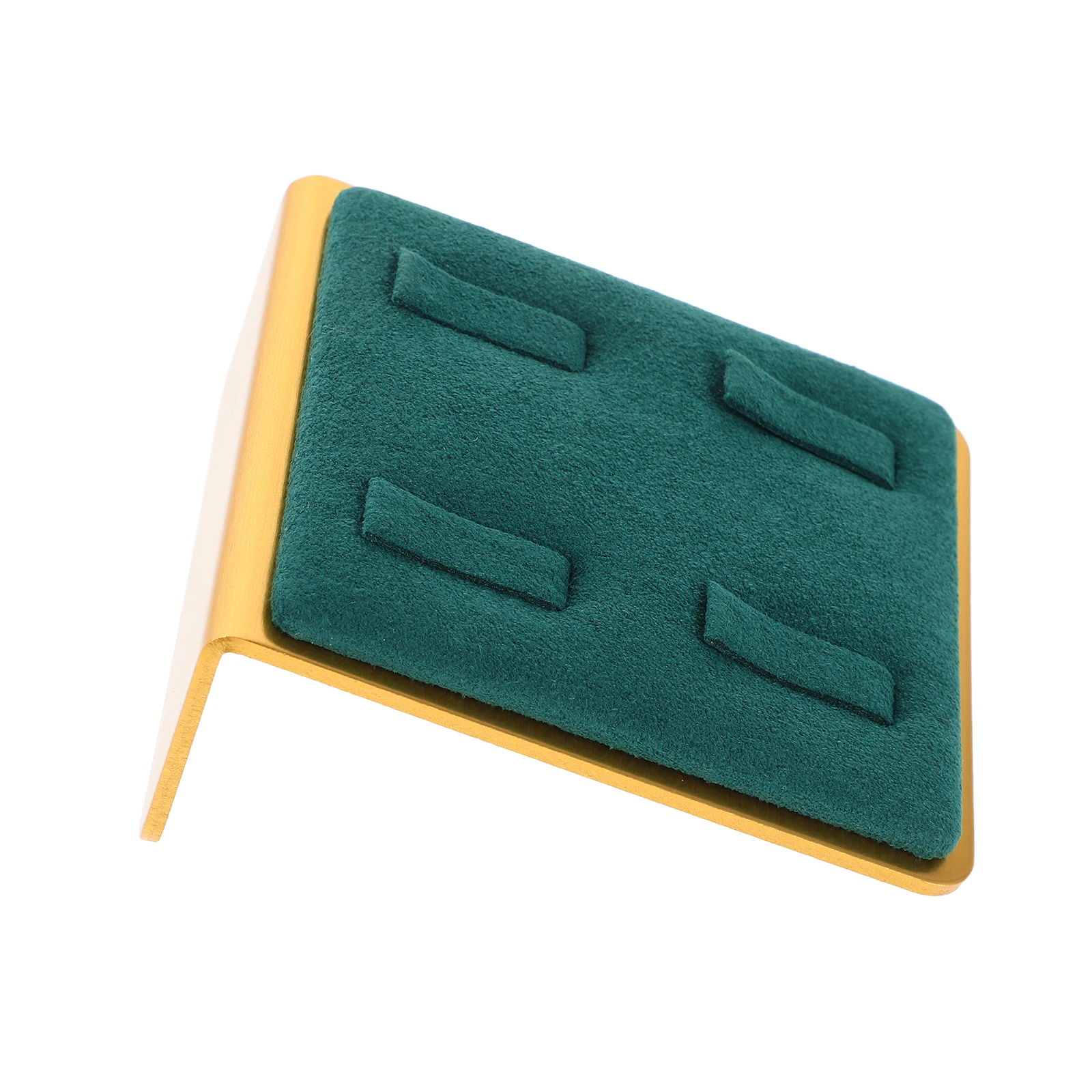 4 Slot Metal Ring Display Stand Jewelry Tray Elegant Secure Earrings Holder for Showcase Photography Green Display Stand Small
