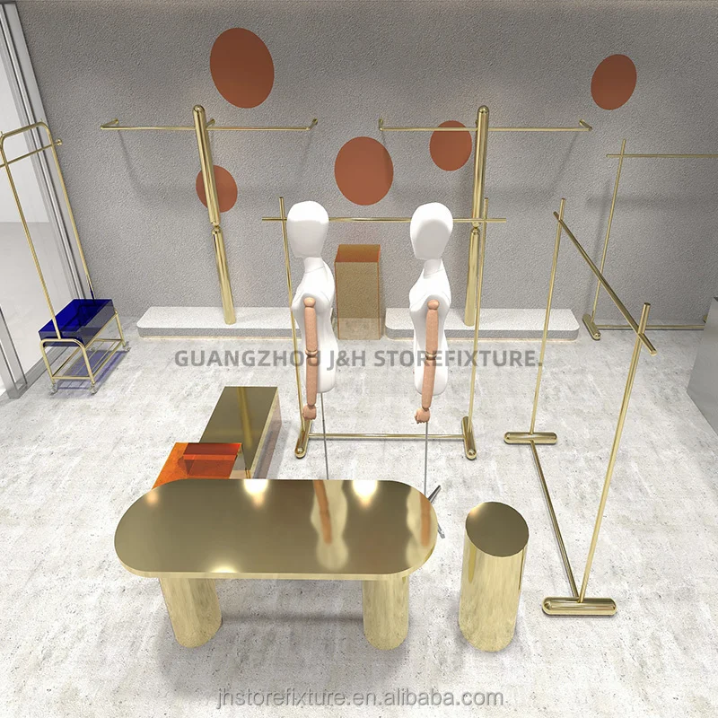 Kledingwinkel Display Rack Showcase In de fabriek gemaakte tentoonstelling Displaystandaard Luxe kledingwinkel displayrek voor heren en dames