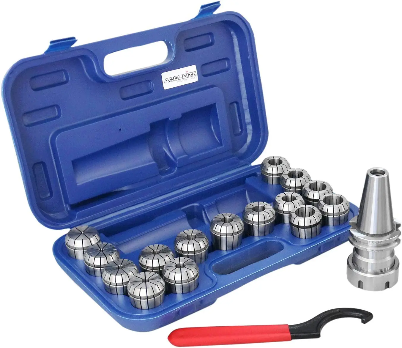 Cat40 Shank 15Pcs Er40 Collet Set with Wrench in Fitted Strong Box,1/8 to1inch,Ct40-Er40,Hand Tools,Workholding Devices