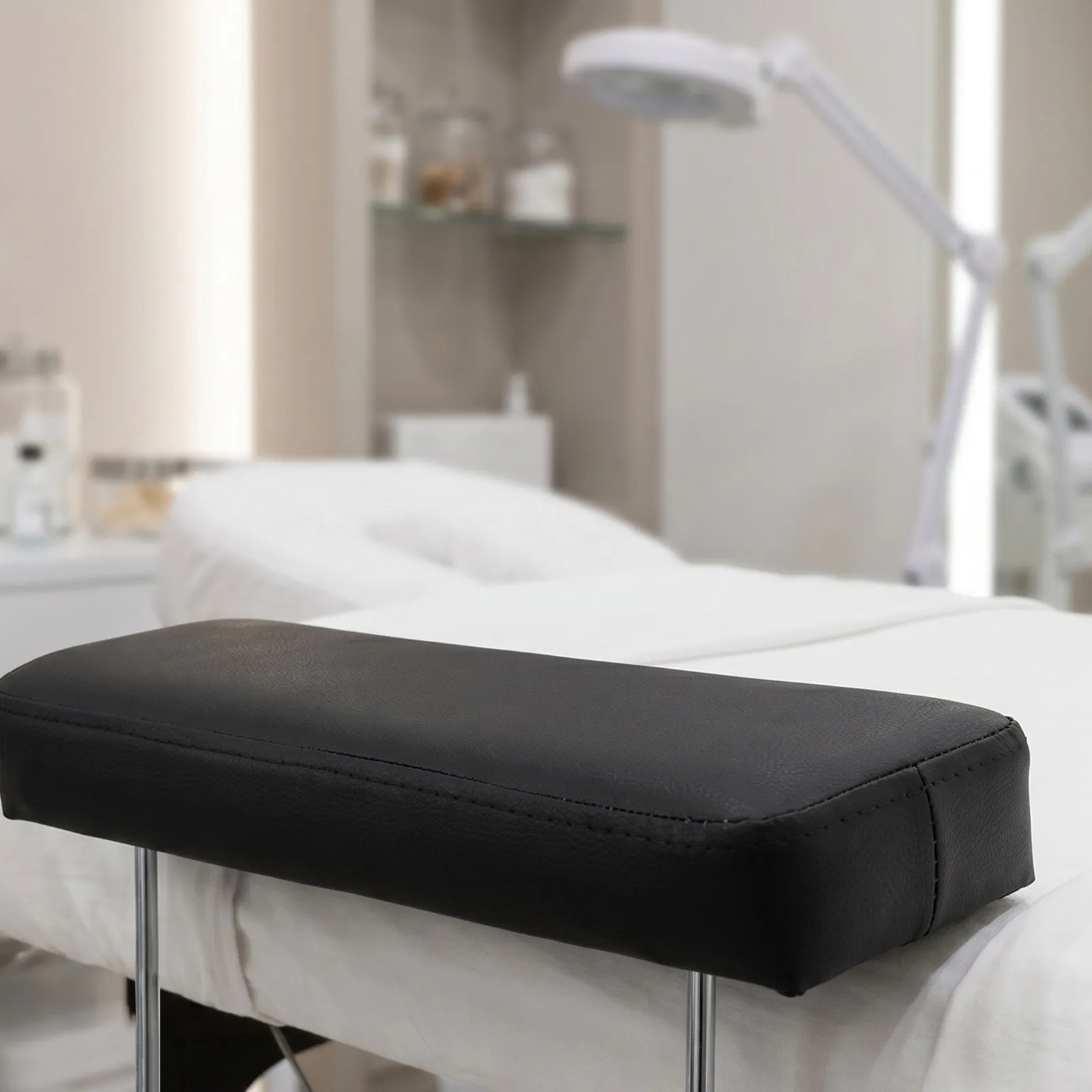 2Pcs Massage Chair Armrest Cushion High Density Sponge Ergonomic Arm Support Pillow Black Removable Cover Beauty Table Accessory