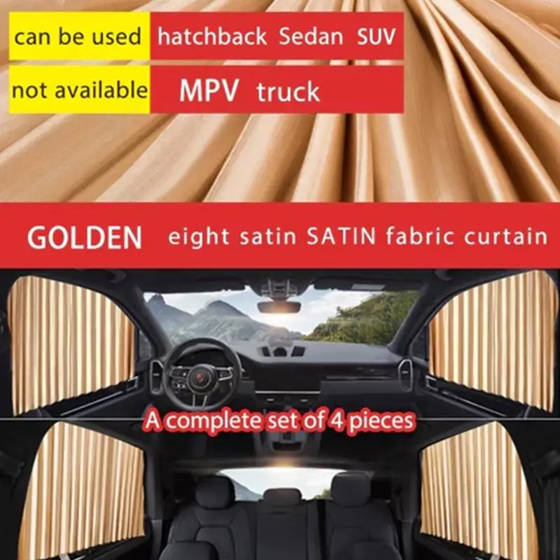 +Universal 4 PCS Car Sunshade Curtains Retractable Heat Resistant UV Protection for All Vehicles Suitable for Everyday Use