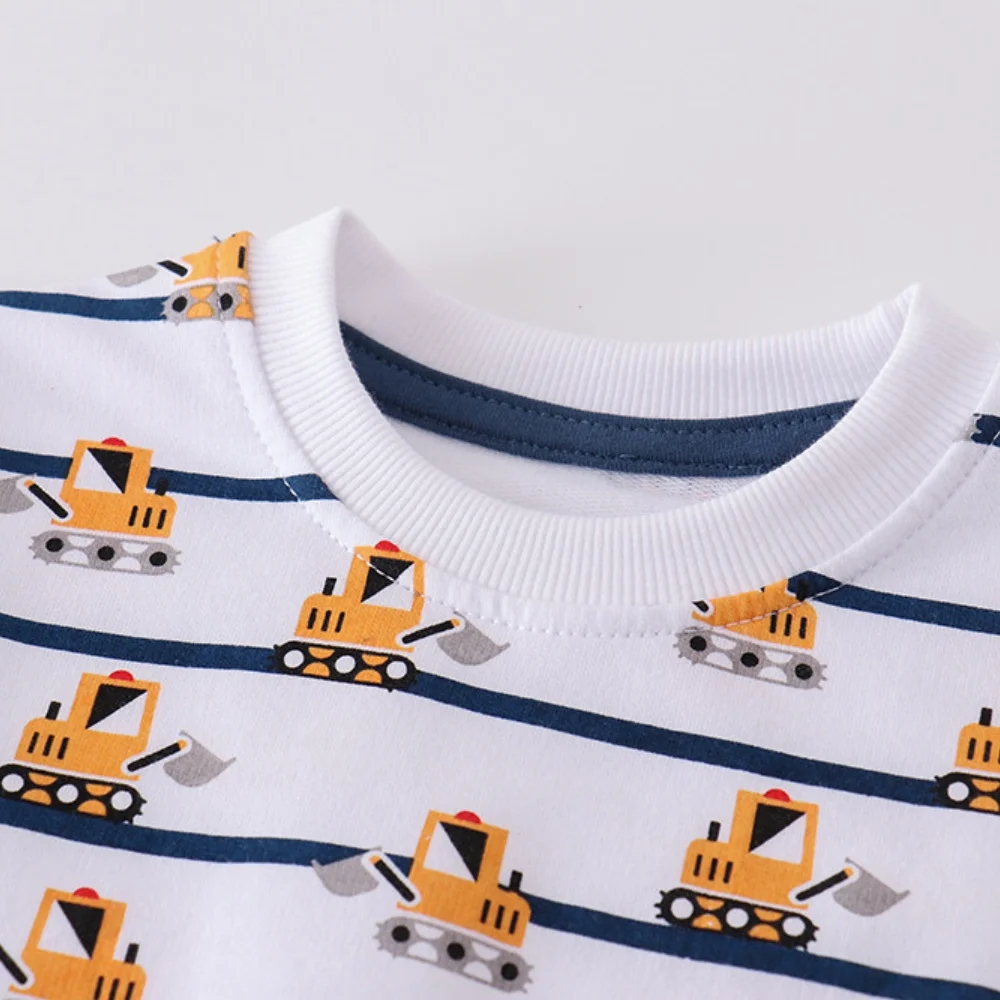 Jumping Meters Cars Printed Sweatshirts Kids 2-7T Boys Girls Autumn Spring Festival Tops Animal Theme Kids' Clothing