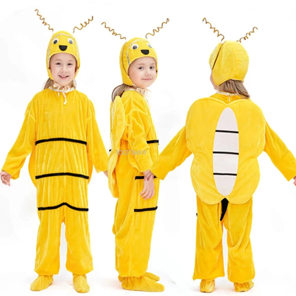 2024 Kids Little Bee Cosplay Costume Children Cartoon Animal Suit Bee Dance Performance Costumes Carnival Party Jumpsuit