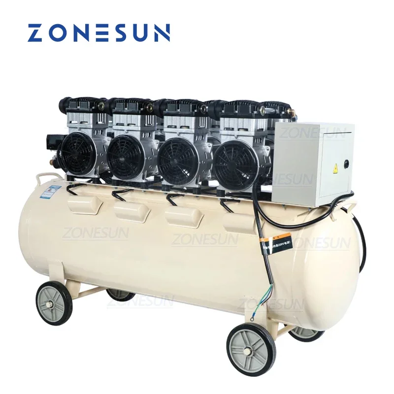 

ZONESUN 160L Powerful Pure Copper Piston Type Mute Oil-Free Air Compressor For Dental Woodworking Piant Portable Air Pump