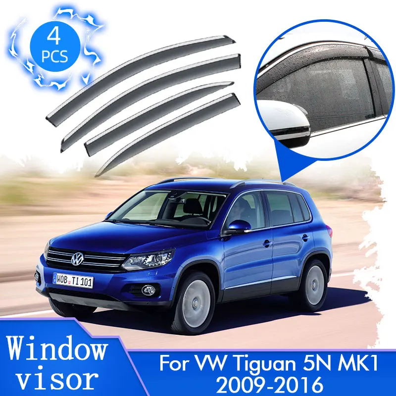 4PCS For Volkswagen VW Tiguan 5N MK1 2009~2016 Car Door Side Sun  Window Visor Windshield Deflector Guard Cover Trim Accessories