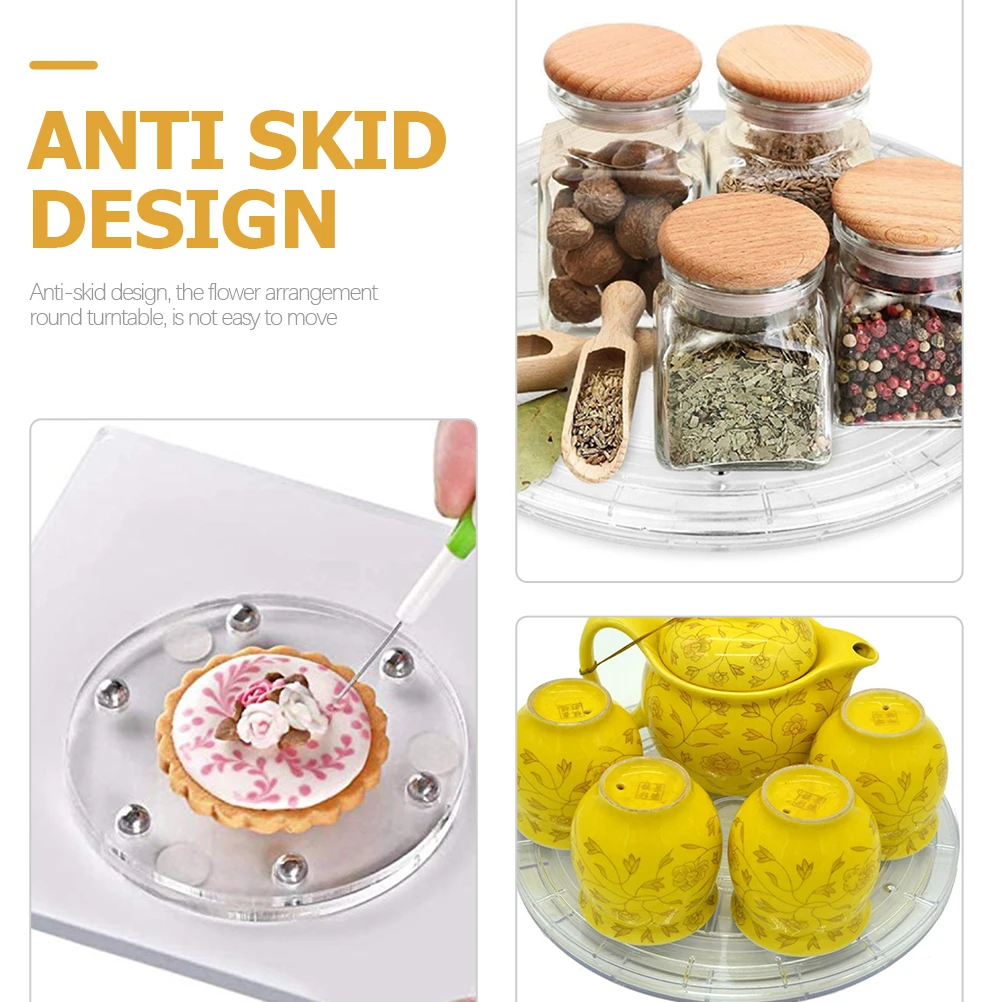 

Rotary Turntable 360 Degree Rotating Plate Clear Acrylic Transparent Kitchen Spice Holder Organizer Anti Skid Design Storage