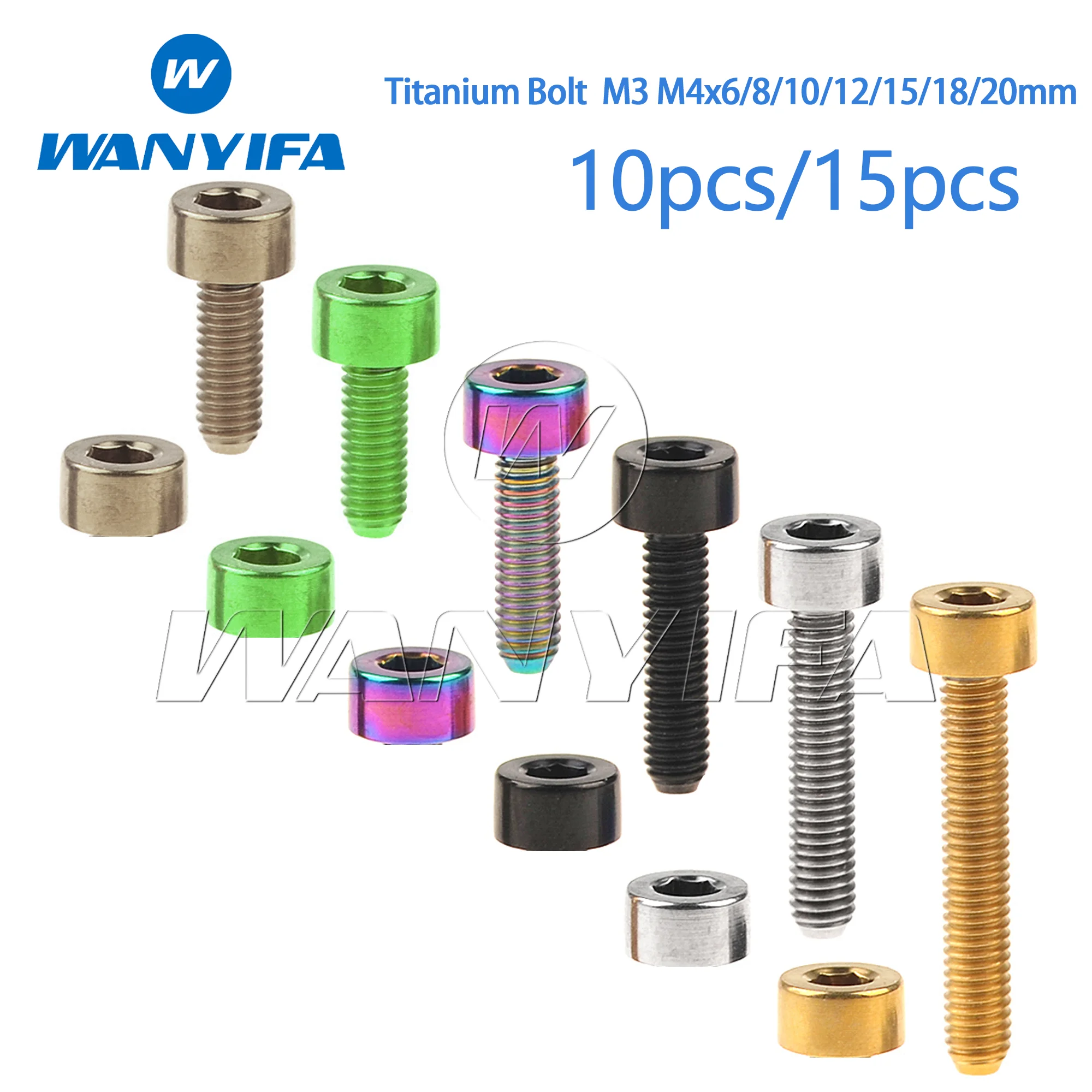

Wanyifa Titanium Bolts M3 M4x6/8/10/12/15/18/20mm Hexagon Head Cap Screws with Column Head for Model Aviation Modified 10/15pcs