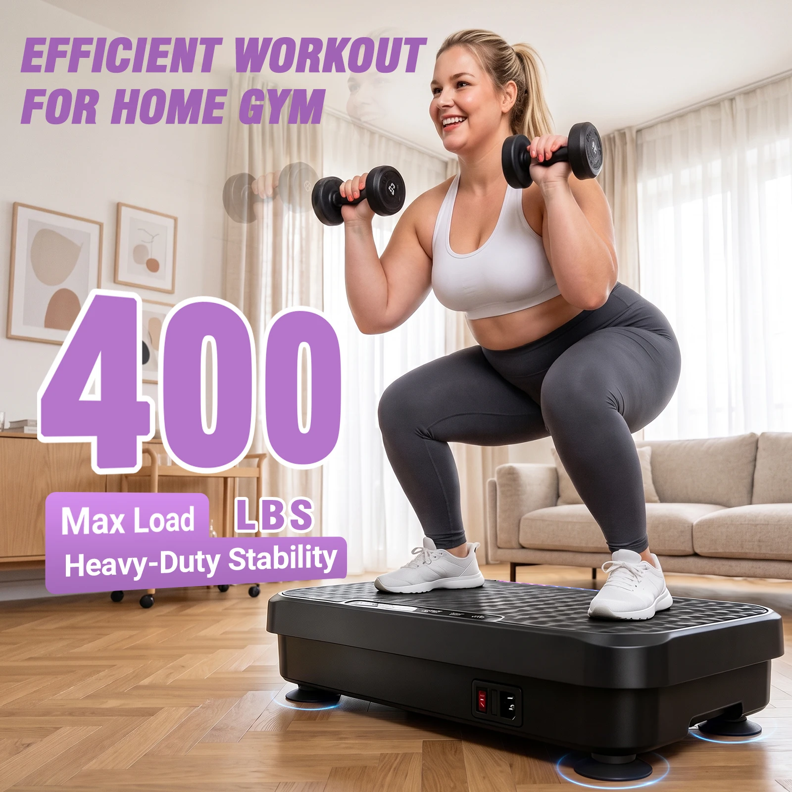 Vibration Plate Exercise Machine 200 Speed Levels 10 Preset Modes Full Body Vibration Trainer, with Bluetooth Music & LED Ambient Light Home Workout Equipment for Weight Loss Toning Shaping