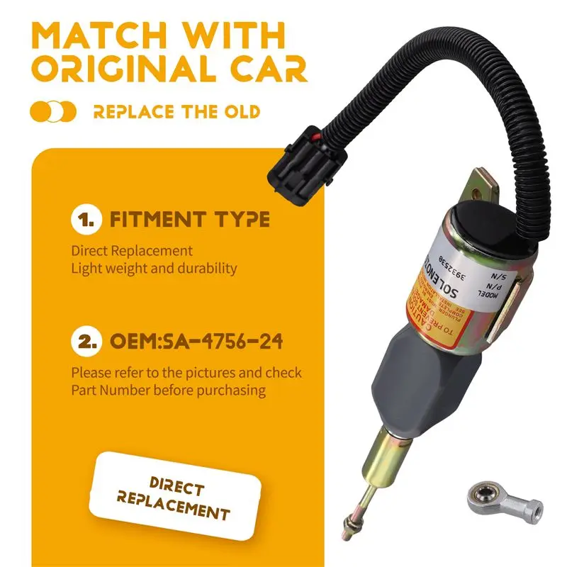 

3932530 24V Diesel Engine Shut Off Solenoid SA-4756-24 For Cummins 4BT, 6BT5.9 Excavator