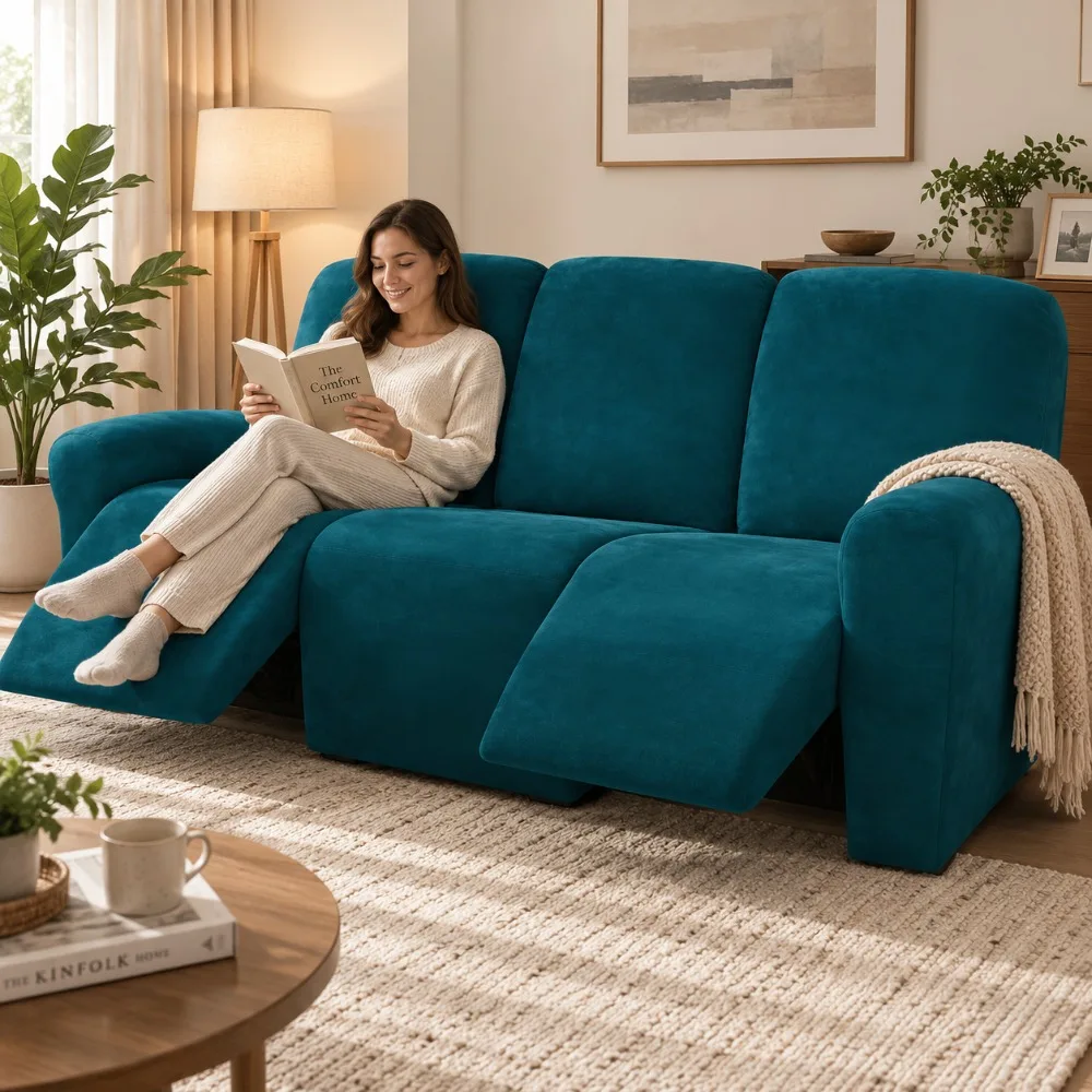 Silver Fox Velvet Sofa Cover for Recliner Chair Dustproof Anti-Fouling Home Leisure