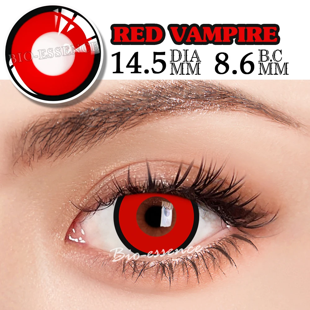 Bio-essence-lentes de contacto de colores para Cosplay, lentillas rojas para ojos de Anime, accesorios de Anime, 1 par