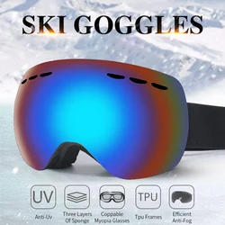 JSJM-Gafas de esquí de doble capa para adulto, lentes antivaho para deportes al aire libre, UV400, para Snowboard y moto de nieve