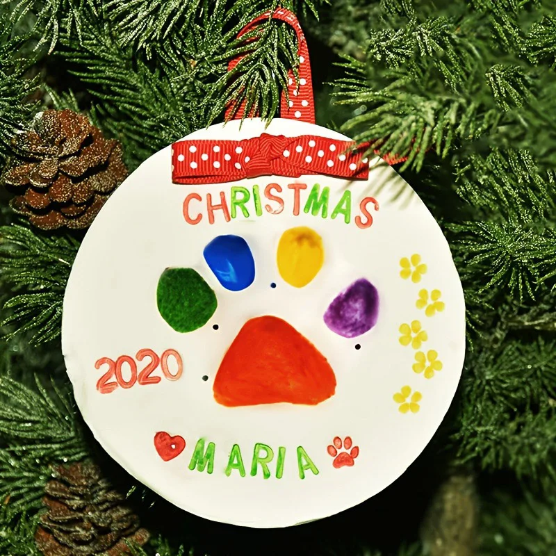 Customizable Pet Memorial Pawprint Ornament DIY No-Mess Inkless Pad Soft Clay Name Stamps Pawprint Keepsake Kit New Puppy Gifts